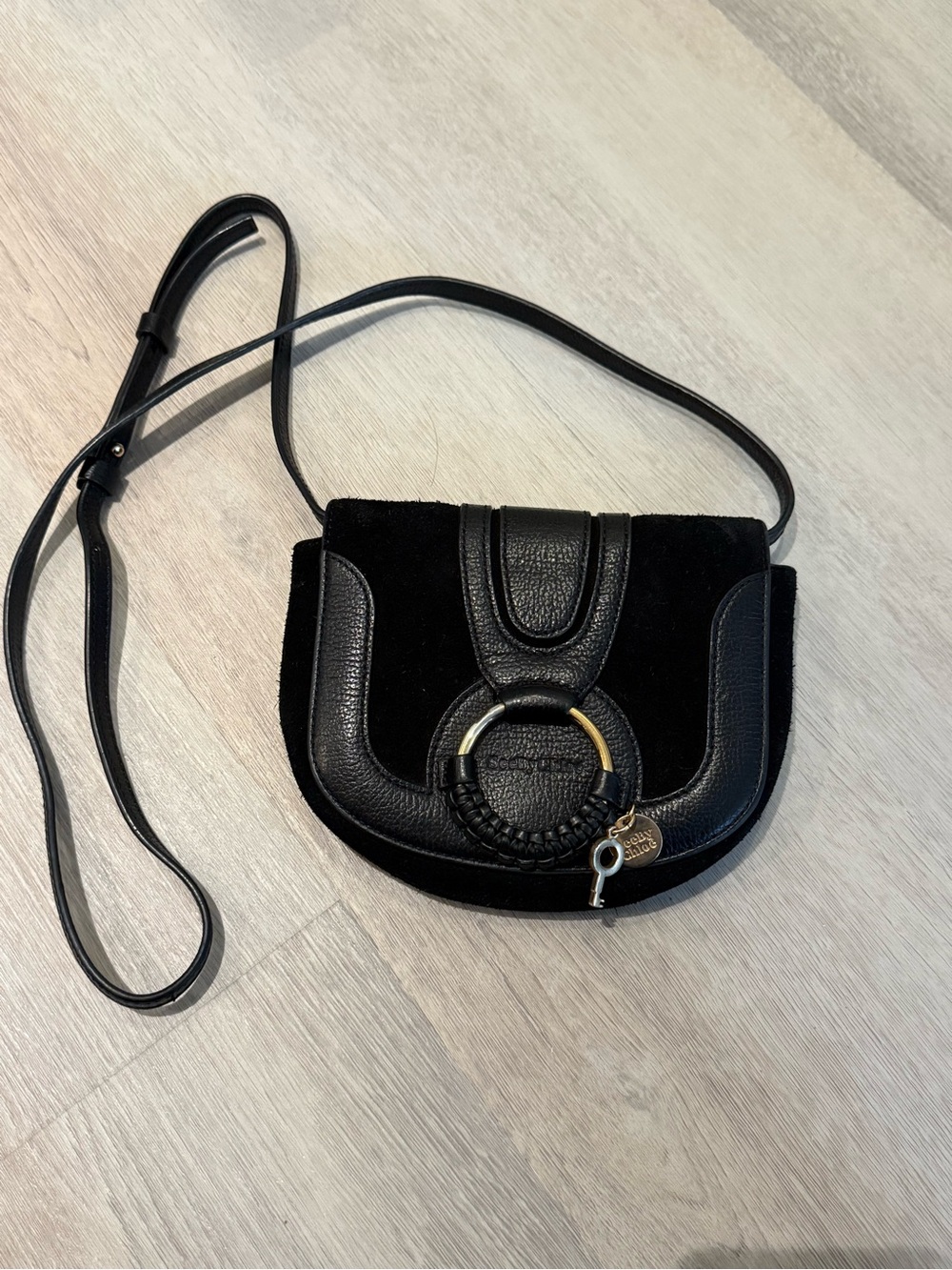 See by Chloe Black Leather and Suede Crossbody Bag